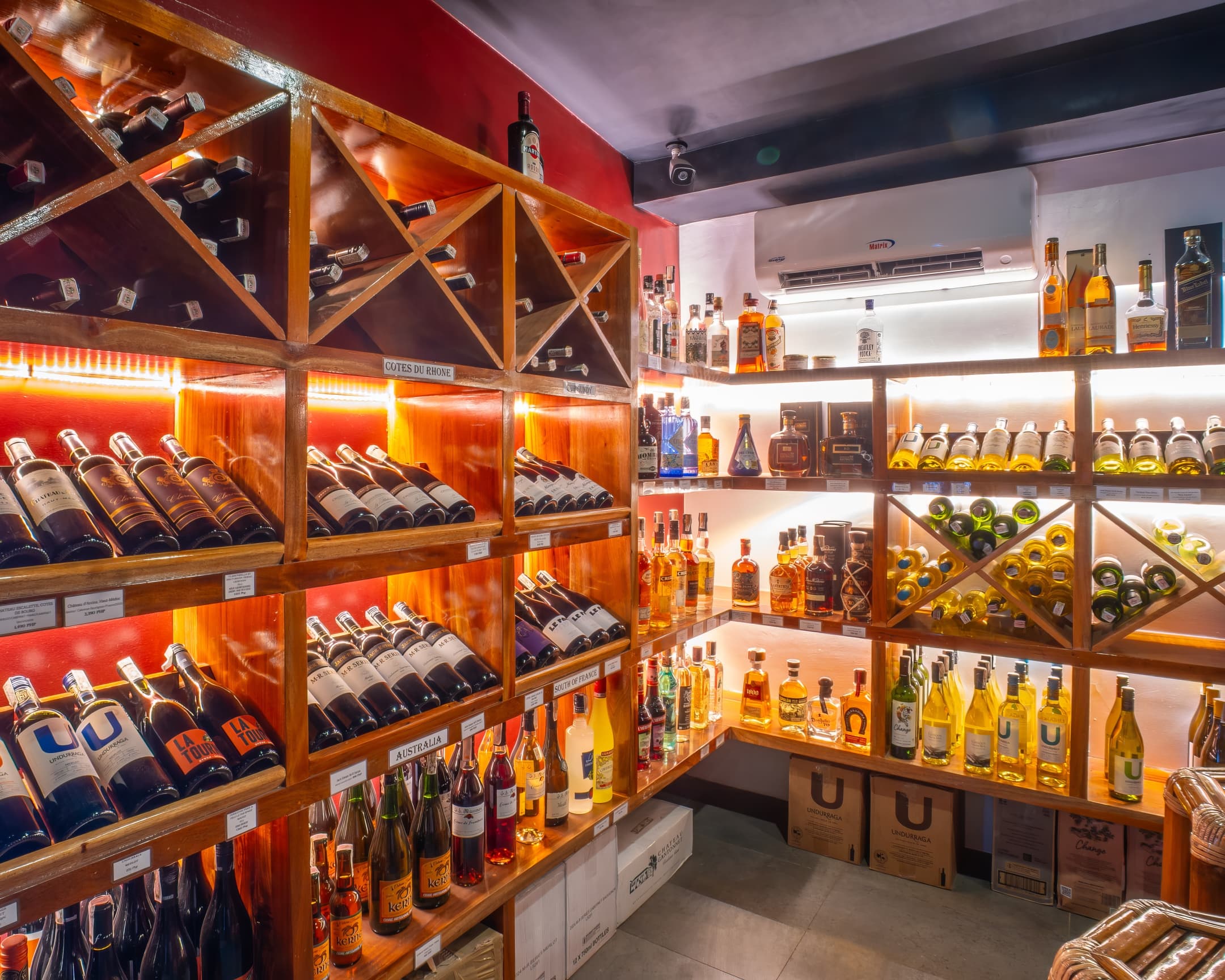 Wine racks in the Bathala Resort wine cellar