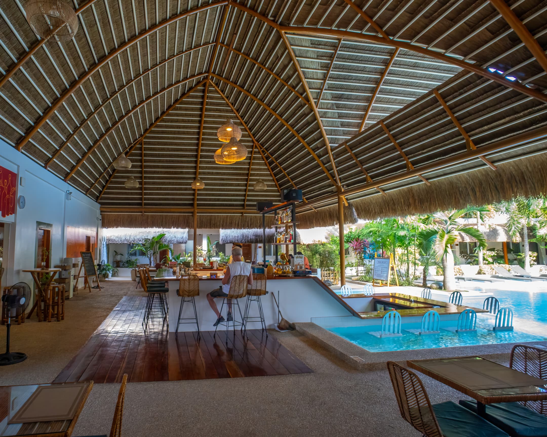 Poolside restaurant pavilion at Bathala Resort